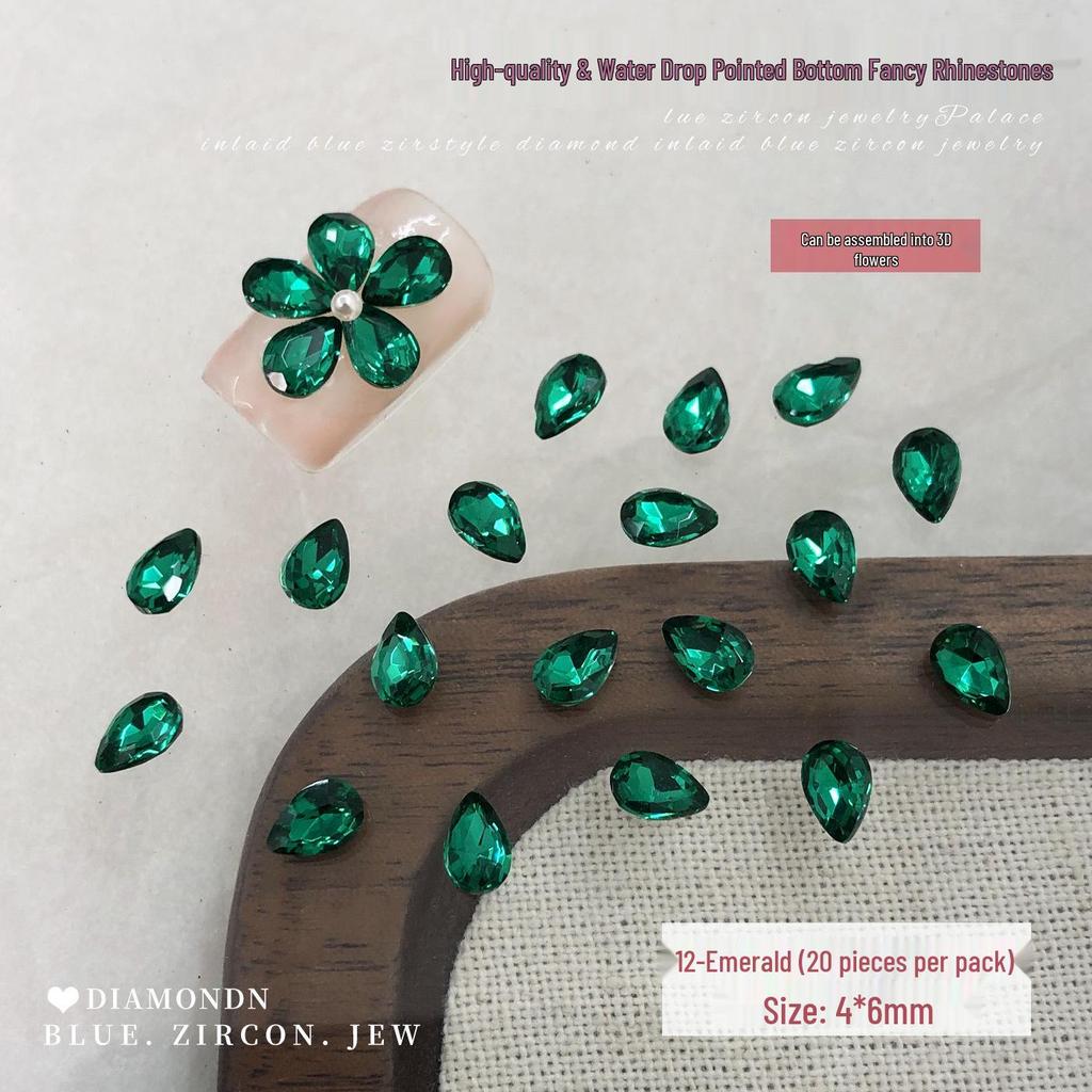 Peony Rhinestone Nail Art: Sparkling Crystal Five-Petal Flower Press-On Decorations