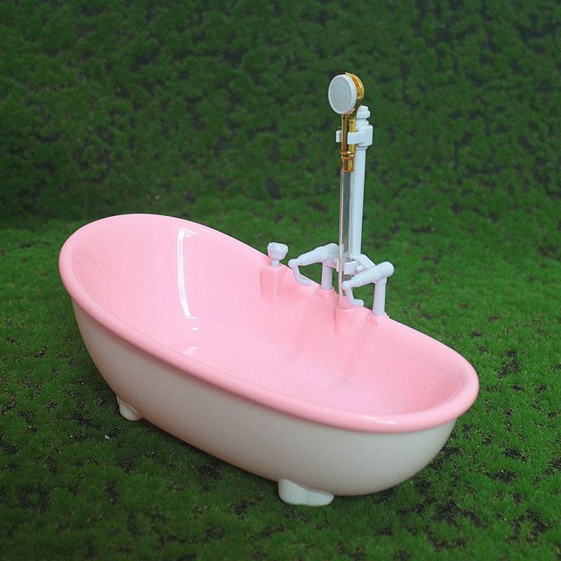 Miniatures Electric Bathtub Doll Accessories Plastic Tub 1:6 Scale Dollhouse Furniture Spraying Water Kids Bathing Toys