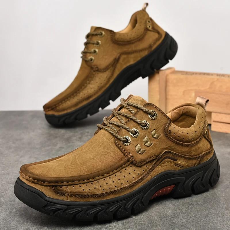 Fashion 2025 New High Quality Men's Shoes Genuine Leather Casual Shoes Waterproof Work Sneakers Cow Leather Loafers Zapatillas Hombre