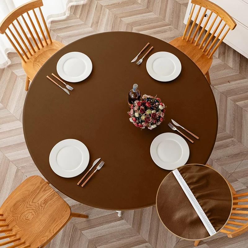Elastic Round Fitted Tablecloth Waterproof Oil-Proof Wedding Party Table Cover Dust-Proof Oil-Proof and Skid-Proof Nordic Style