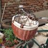 Bicycle Basket Rattan Wicker Bike Front Basket for Small Dogs Cats Pet Carrier Bag Waterproof for Camping Cycling Accessories