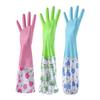 Latex Rubber Dish Washing Gloves Velvet Elastic Cuffs Housework Gloves Long Sleeve Waterproof Winter Cleaning Gloves Kitchen