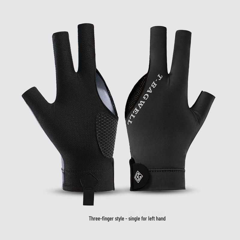 Billiard 3-Finger Fingerless Gloves: Thin, Breathable, Sweat-Wicking, Anti-Slip Snooker Pool Gloves, Single Full-Finger Pack.