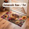 Highland Cow Theme Soft Crystal Velvet Rug Custom Name & Text Print Non Slip Floor Rug for Bedroom Living Room
