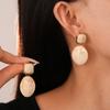 Retro Amber Tone Resin Marble Pattern Drop Earrings Double Layer Geometric Oval Dangle Earrings for Women Statement Jewelry Gift
