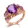 Anello di Lusso Ovale Ametista Placcato Oro 18K con Gemme Colorate per Donna