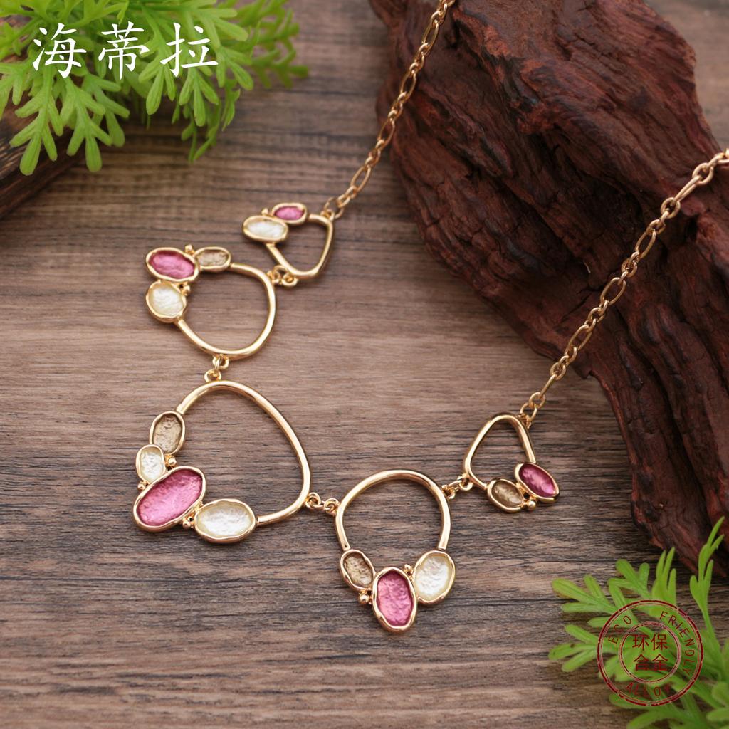 New Enamel Color Hollow Cat Claw Alloy Necklace, Women's Cute Simple Color Cat Claw Neck Chain