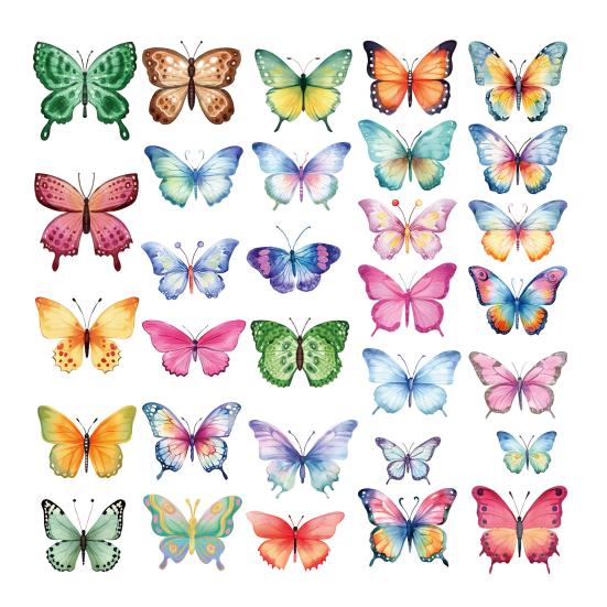 8 Sheets Watercolor Butterfly Wall Decals Peel And Stick 2D Butterfly