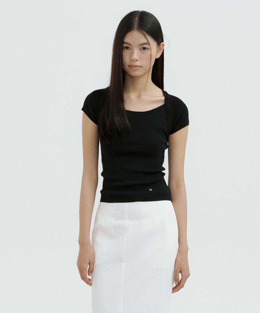 Lucirju Boatneck Bolero Knit Top (Black)