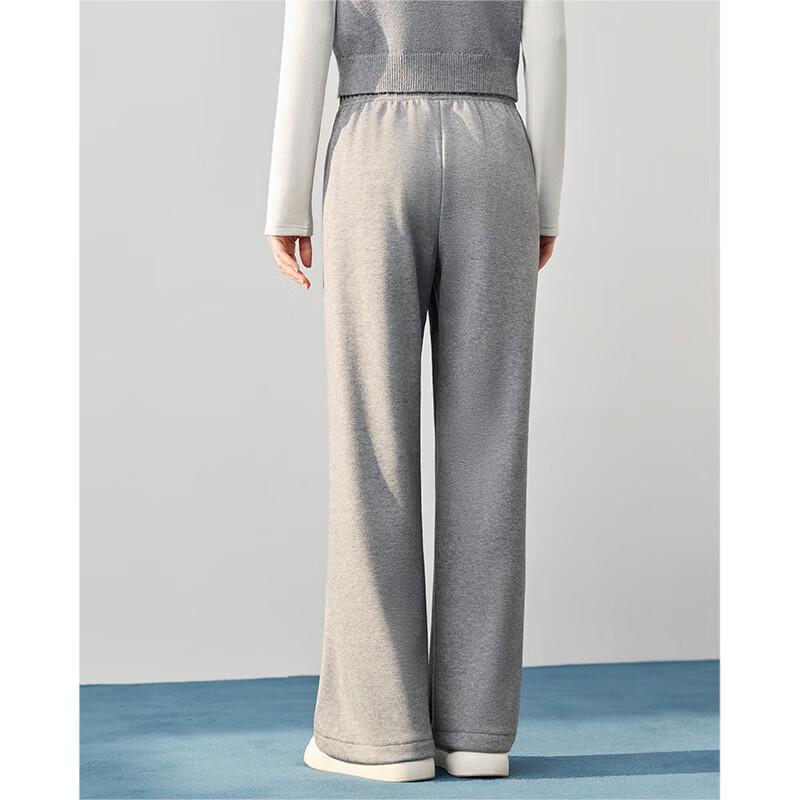 IEF 2025 Winter Korean Style Loose Fleece Lined Wide-Leg Pants