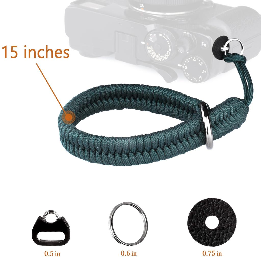 Camera Wrist Strap Paracord Camera Hand Strap Wrist Lanyard for DSLR or Mirrorless MID [Qiang Ni] - High-End Cameras, Black, (Turquoise)