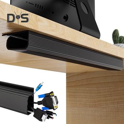 Under-Desk Cable Management Slot Self Adhesive No Drilling Desk Wire Raceway Universal Ethernet Network TV Computer Power Cord Hider Organizer