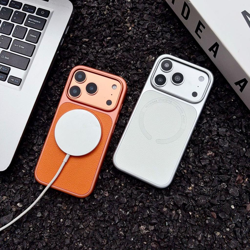 Litchi pattern magnetic suction for iPhone17PROMAX mobile phone case Apple 16 skin feeling creative PC hard protective case 15