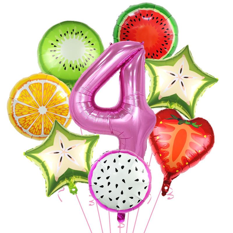 Fruit Aluminum Film Balloon Set Summer Cool Pool Party Decoration Children'S First Year Scene Arrangement Photo