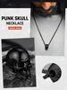 FaithHeart Men's Stainless Steel Skull Necklace, Punk Gothic Retro Jewelry, Halloween Christmas Gift with Box