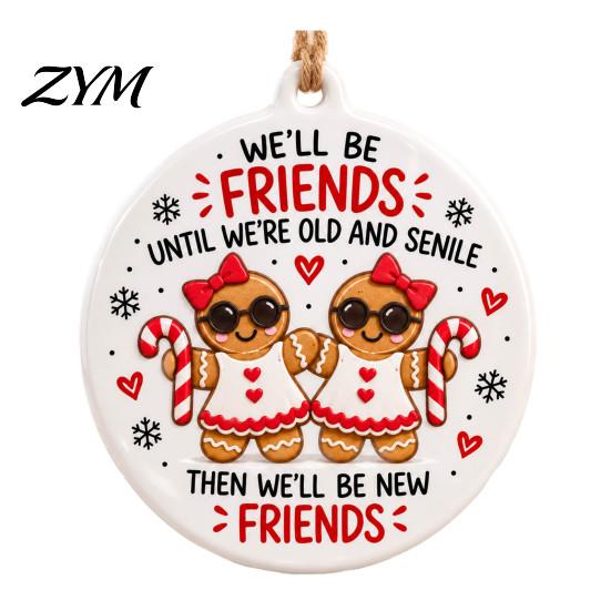 Hanging Decorations for Fireplace Funny Friendship Christmas Pendant, Durable Acrylic Ornament, Creative Xmas Tree Ornament Decorative Party Supplies