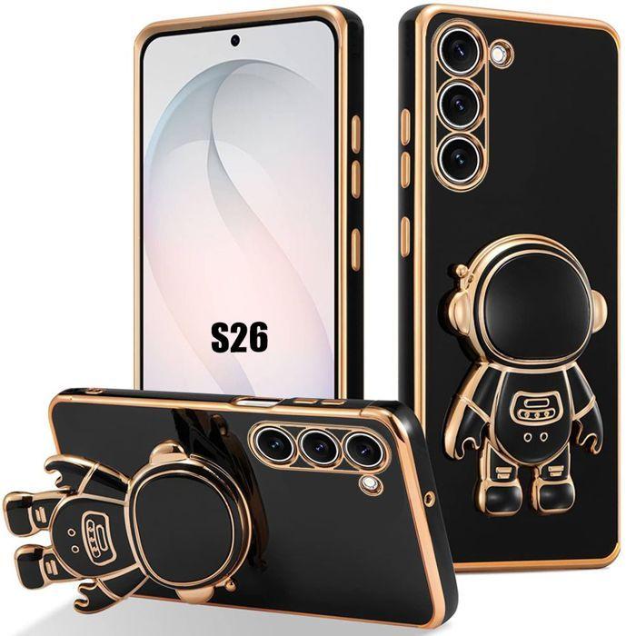 Coque pour Samsung Galaxy S26, Silicone Souple Antichoc Anti-Rayures avec Support Astronaute - Noir