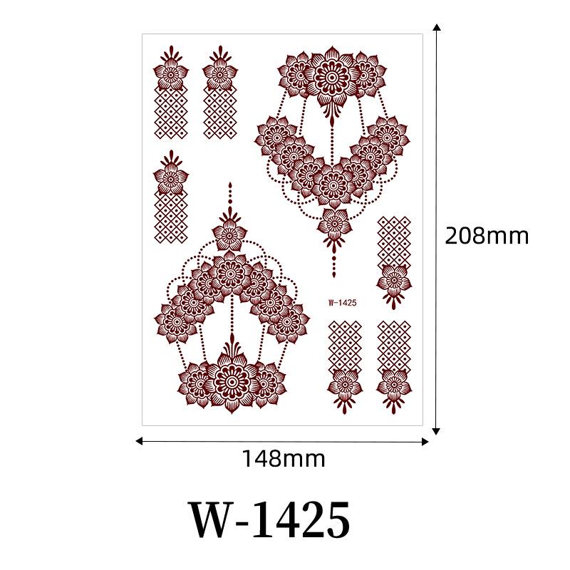 Zhengxiang 2025 Waterproof Brown Floral Lace Henna Tattoo Sticker
