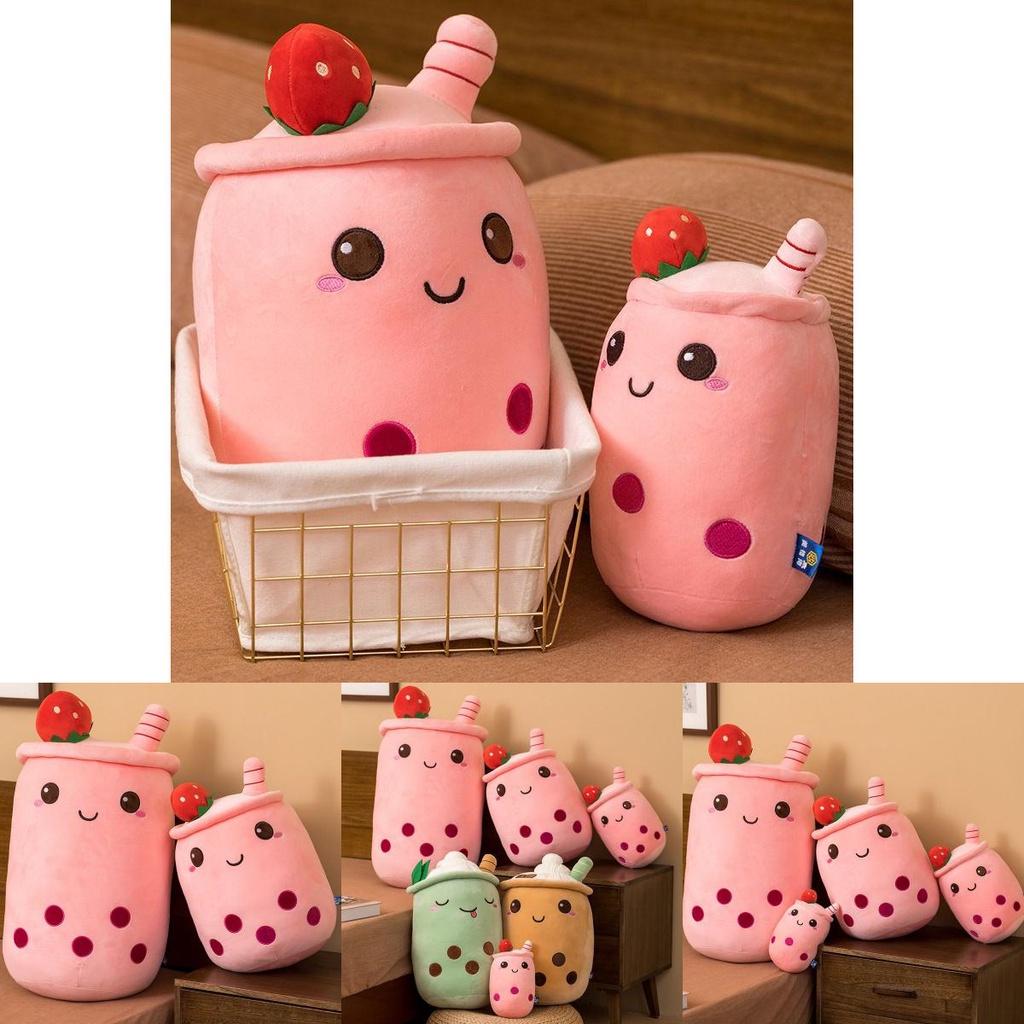 Fluffy Pearl Milk Tea Sleeping Pillow For Girls Coral Velvet Pp Cotton Pink/brown/green/panda 23cm-70cm