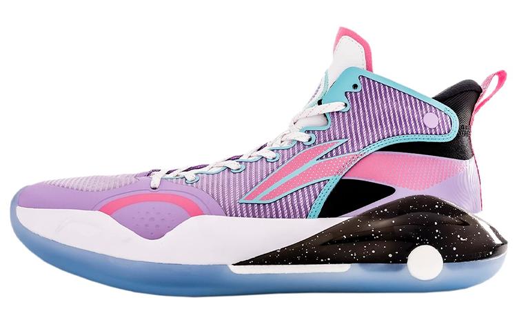 Li Ning YuShuai 15 Пэчворк Износостойкие Нескользящие Средние Баскетбольные Кроссовки Мужские Светло-фиолетовые ABAR043-13 40