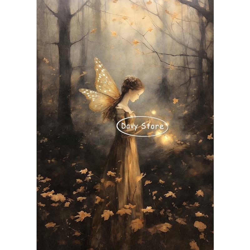 Dark Forest Fairy Flower Botanical Goblincore Aesthetic Vintage Posters Prints Canvas Painting Wall Picture for Room Home Decor