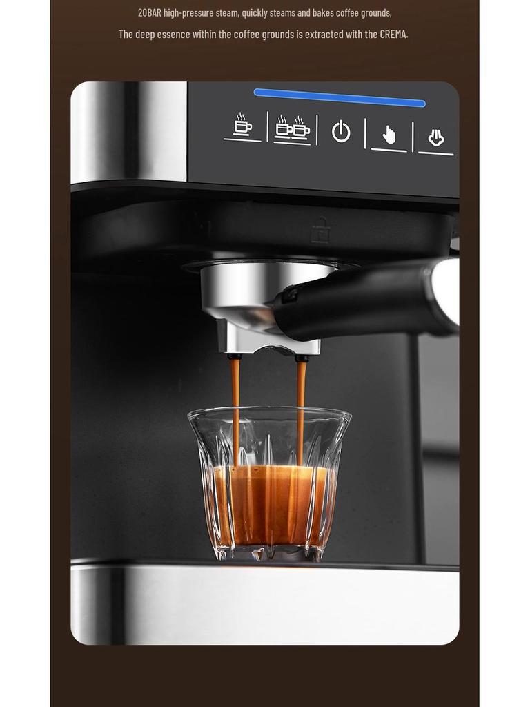 Italian Semi-Automatic Coffee Machine, 20-Bar High-Pressure Steam, Compact for Home or Office, Milk Frother Included