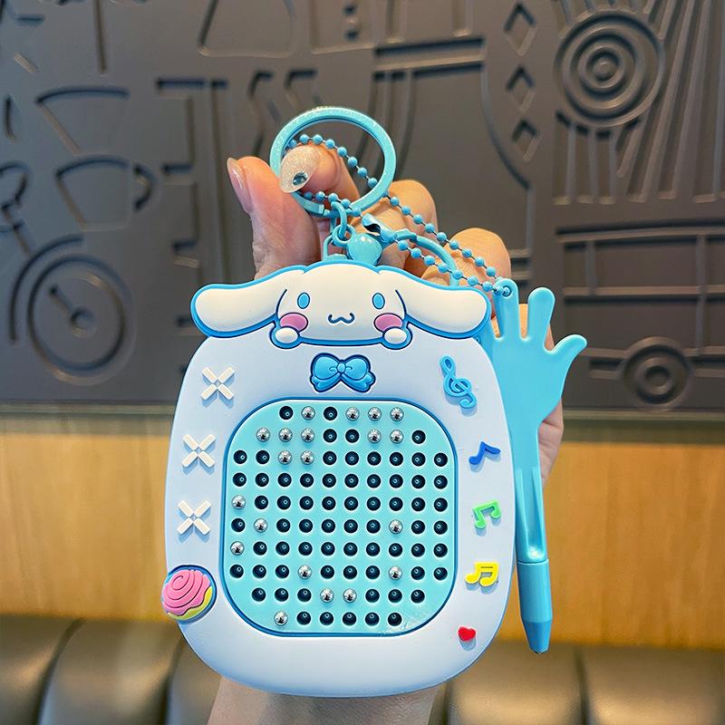 Magnetic Steel Ball Drawing Board Keychain - Cute Backpack Pendant or Car Key Accessory Gift.