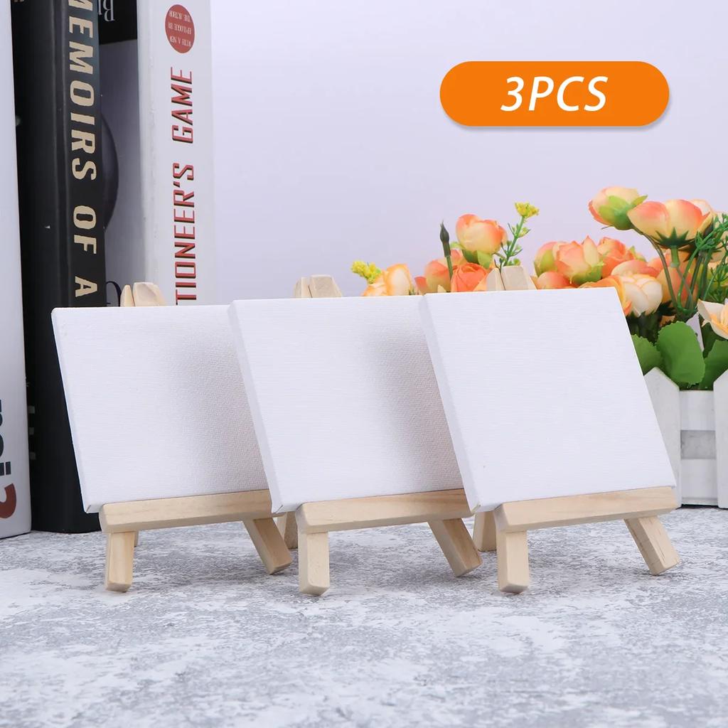 Set Mini Tela e Cavalletto per Bambini 3pz/6pz con Pannelli e Cavalletti in Legno Materiali per Disegno Pittura a Olio DIY Graffiti Arte