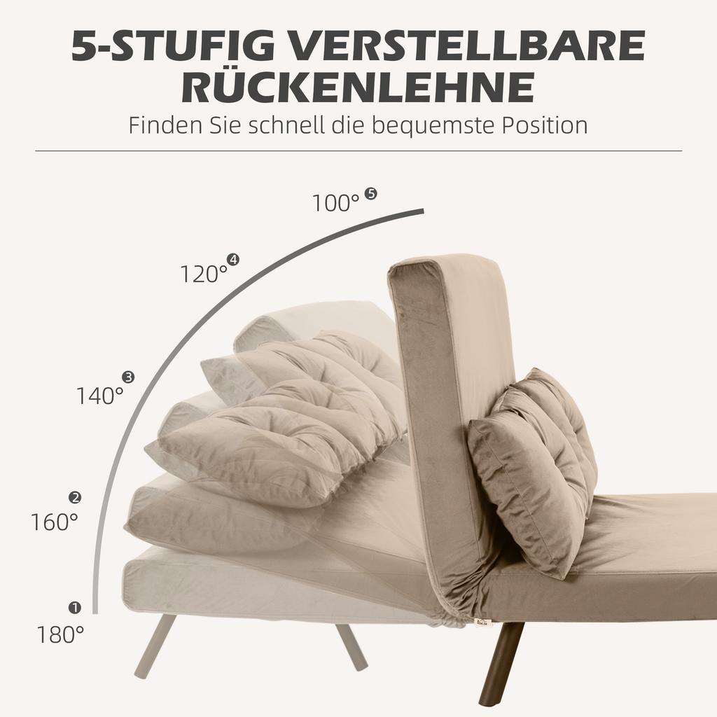 Sleeper Chair, Guest Bed, Wood Armrests, Metal Frame, Up To 120 Kg, 102x73x81cm, Light Brown