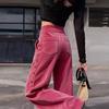 Korean Style High Waist Thickened Corduroy Wide Leg Pants Women's Winter New Style Side Button Long Trousers Casual Pants