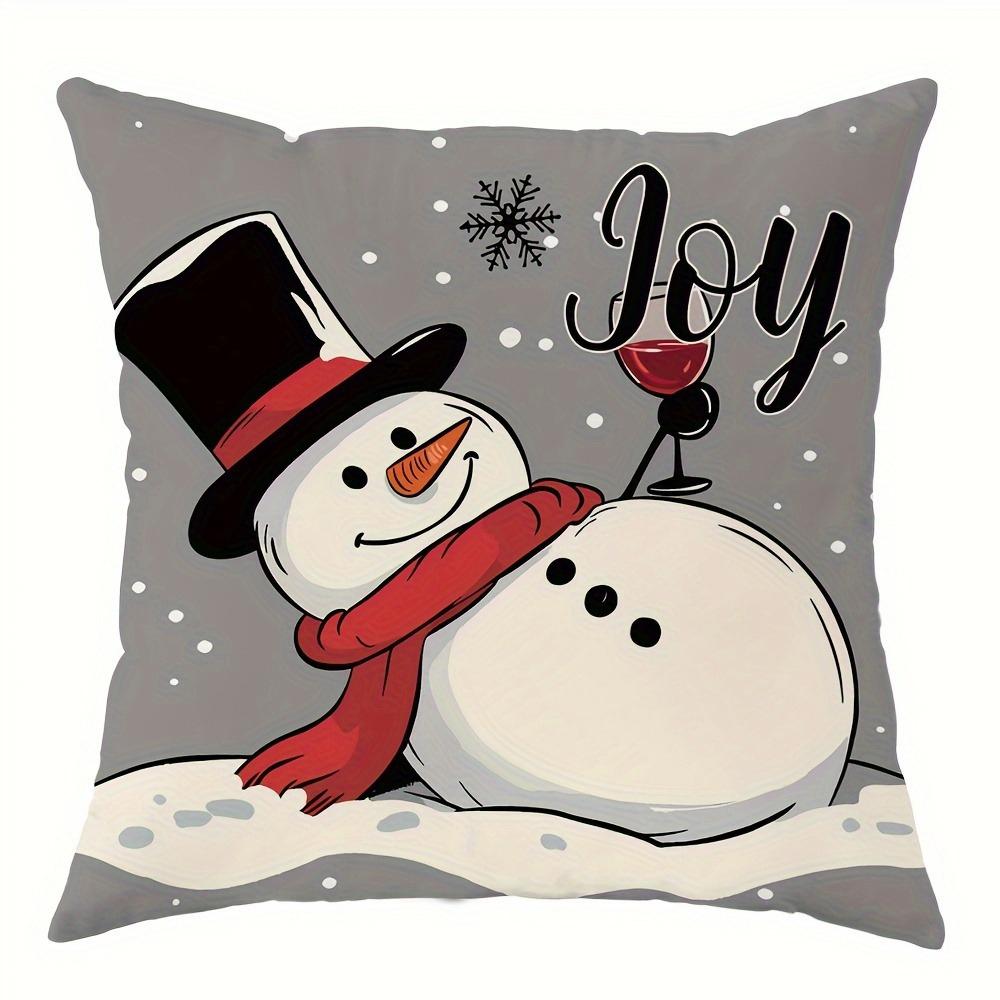 Christmas Decoration Pillowcase Merry Christmas Snowman Pattern Is Suitable for Home Living Room Room Sofa Cushion Cover