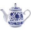 123Arts Blue and White Ceramic Small Tea Pot Retro Flower Teapot Water Pot Coffee Pot with Lid, 500ml,16.5oz