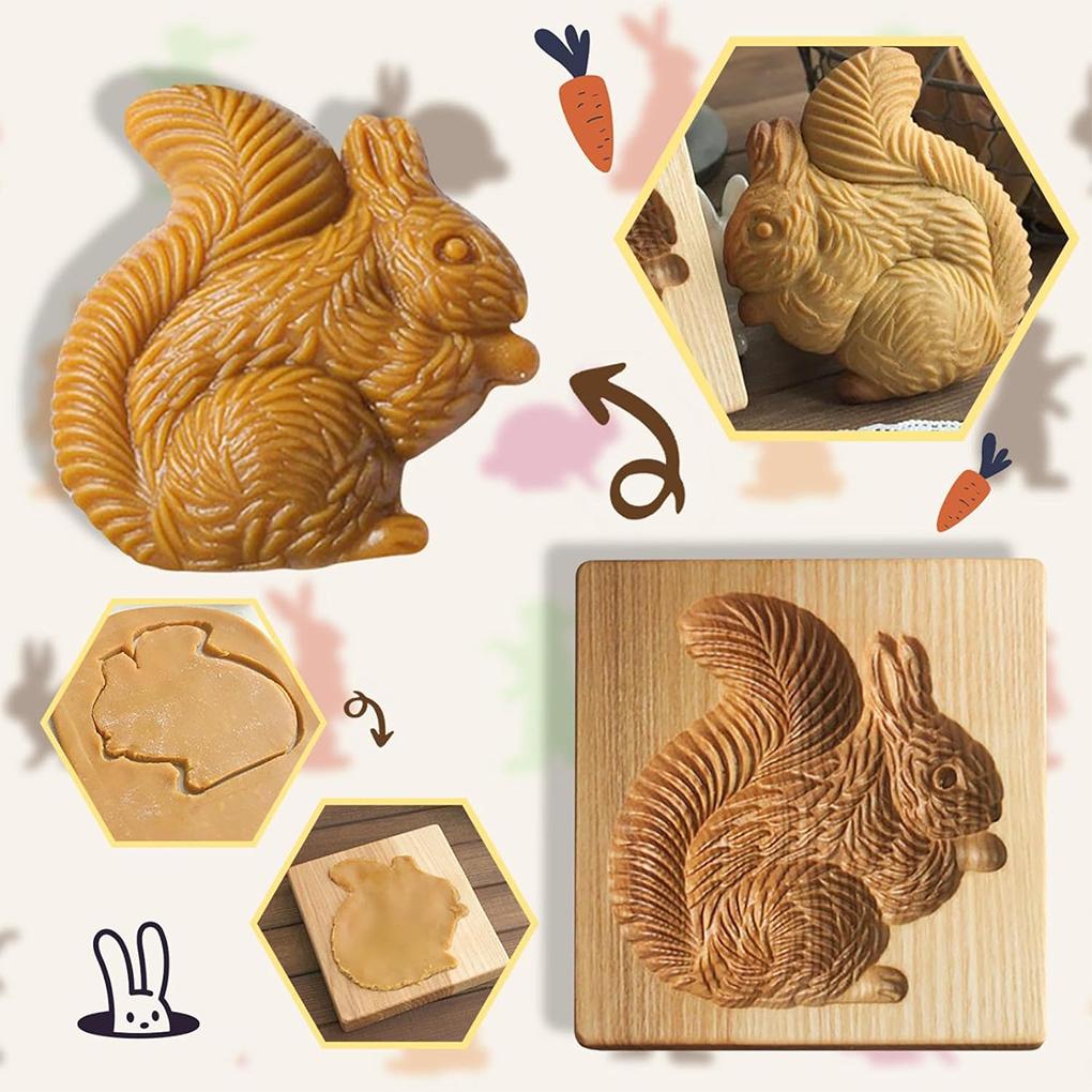 Wooden Cookie Molds for Christmas, DIY 3D Engraved Embossed Biscuit Gingerbread Cutter Moulds, Xmas Tree Reindeer Santa Claus
