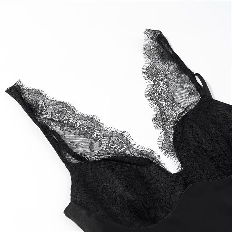 Camisola de Seda con Encaje para Mujer Estilo Europeo y Americano Invierno 2025 8986331