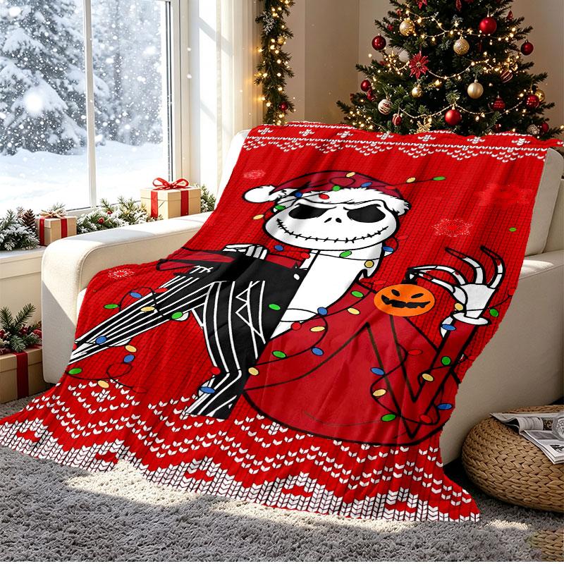 The Nightmare Before Christmas Pattern Blanket for Home Decoration, Bed, Sofa, Car Travel, Camping, Suitable for All Seasons, Birthday Christmas Gift