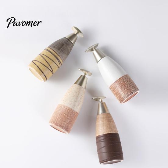 Shampoo Dispenser Bottle Ceramic Soap for Bathroom, 350/380ML Hand with Large Capacity Lotion Pump, Refillable Liquid Soap, and Pump