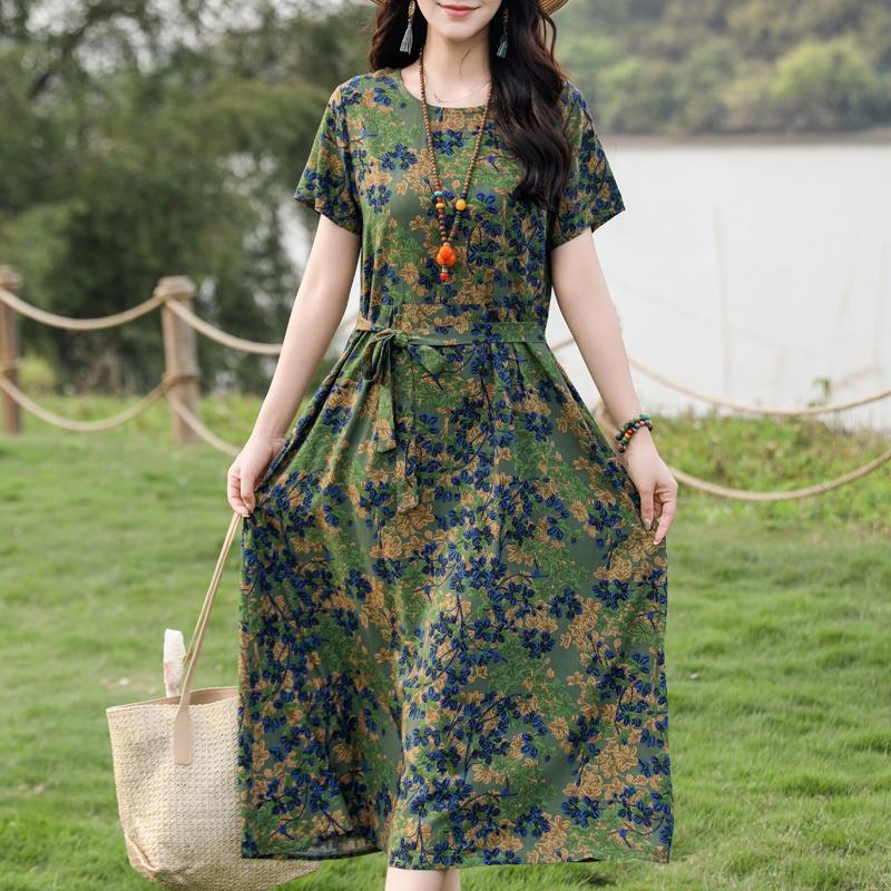 Women's Elegant Dresses Summer Vintage Clothes Casual Short Sleeve Summer Long Dresses