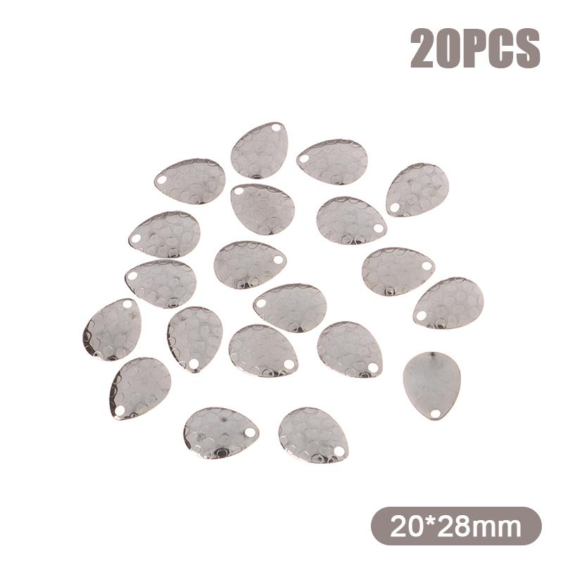 20Pcs Fishing Spinner Blades Metal Waterdrops Shape Spoons Plaice For Tackle Craft Bait Tool Lure Diy Hard Bait Accessories