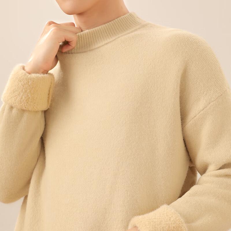 GENIOLAMODE Men's Warm Semi-Turtleneck Knitted Sweater