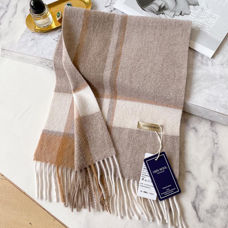 Cashmere scarf women's winter water ripple plaid thickened warm couple scarf for boyfriend