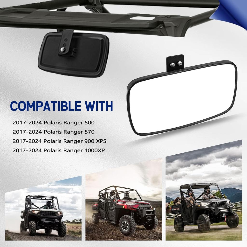Ranger Rear View Mirror, UNIGT Center Convex Rearview Mirrors Compatible With 2017-2025 Polaris Ranger 500 570 900 XP 1000 XP/Crew Fits Factory