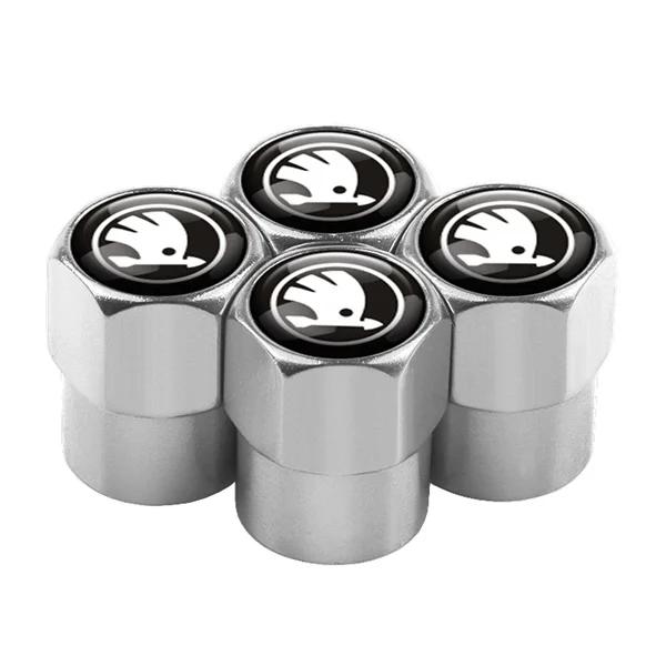 Car Sticker 4PCS Car Tire Valve Cover Tire Stem Cover Dust Cover Accessories For Skoda Kodiaq Octavia 2 3 Yeti Karoq Rapid Fabia NL6