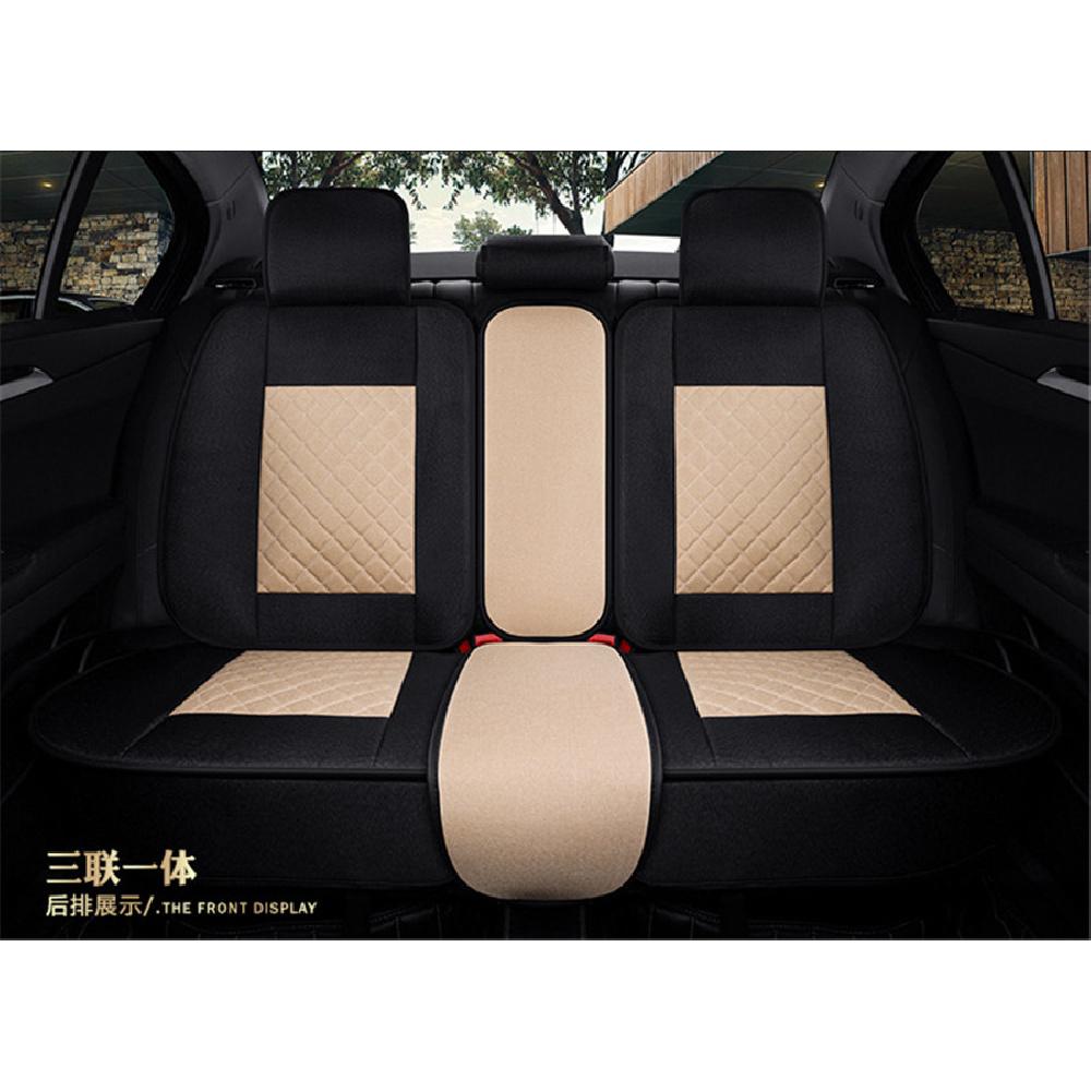 Black +Brown PU Leather 5-Seats Car Seat Covers Full Set Front Seat Cushions