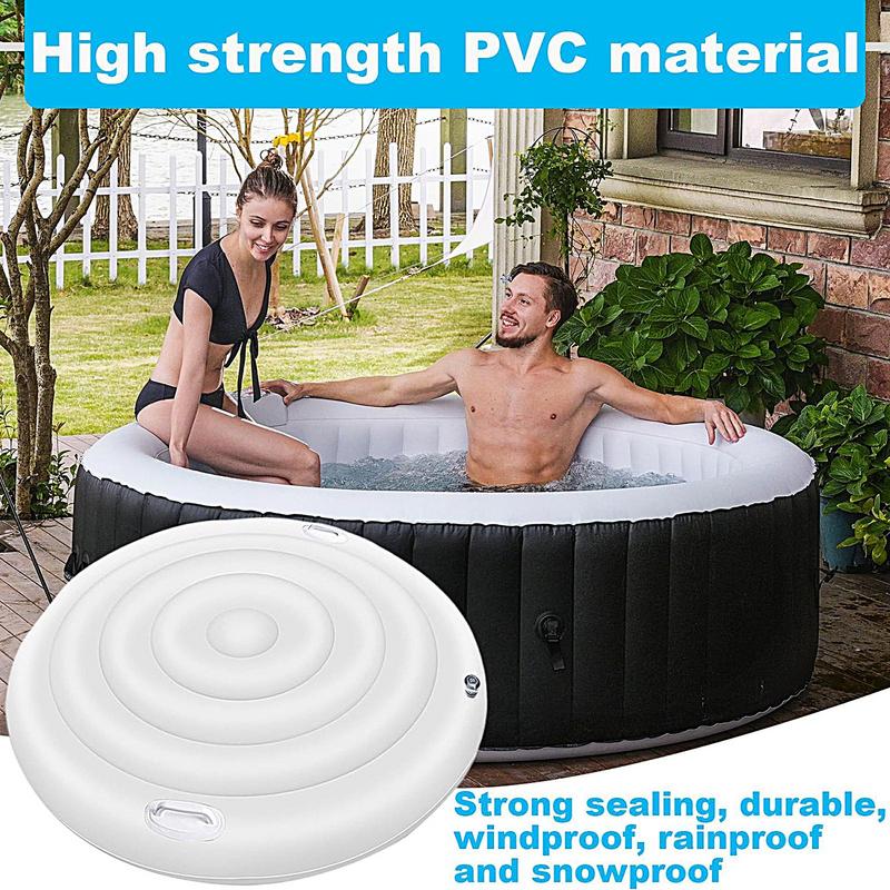 160cm Diameter Hot Tub Lid Cover Inflatable Energy Saving Round Outdoor Spa Pool Windproof Rain Overflow Thermal Cover