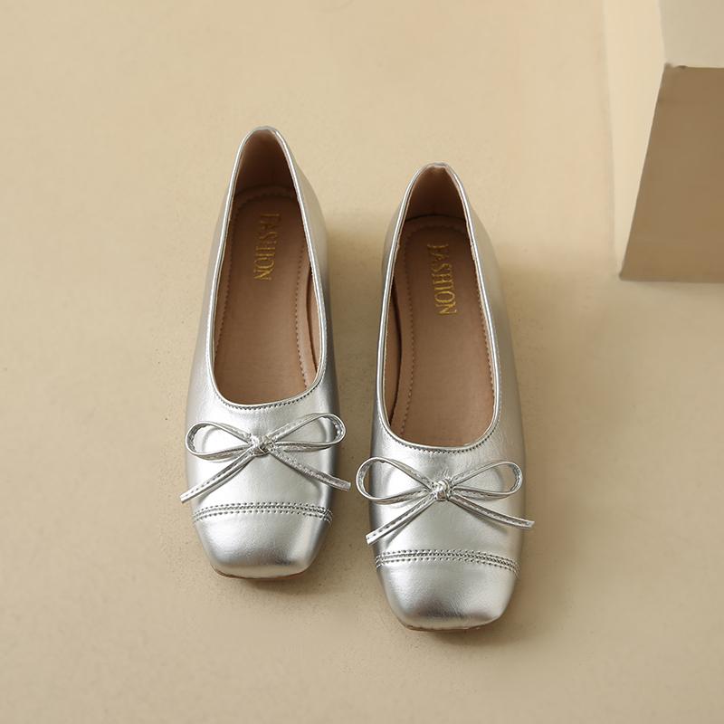 Fashion Spring New French Shallow Mouth Flat Princess Shoes with Soft Sole Retro Square Toe Simple Comfortable Versatile Women's Shoes