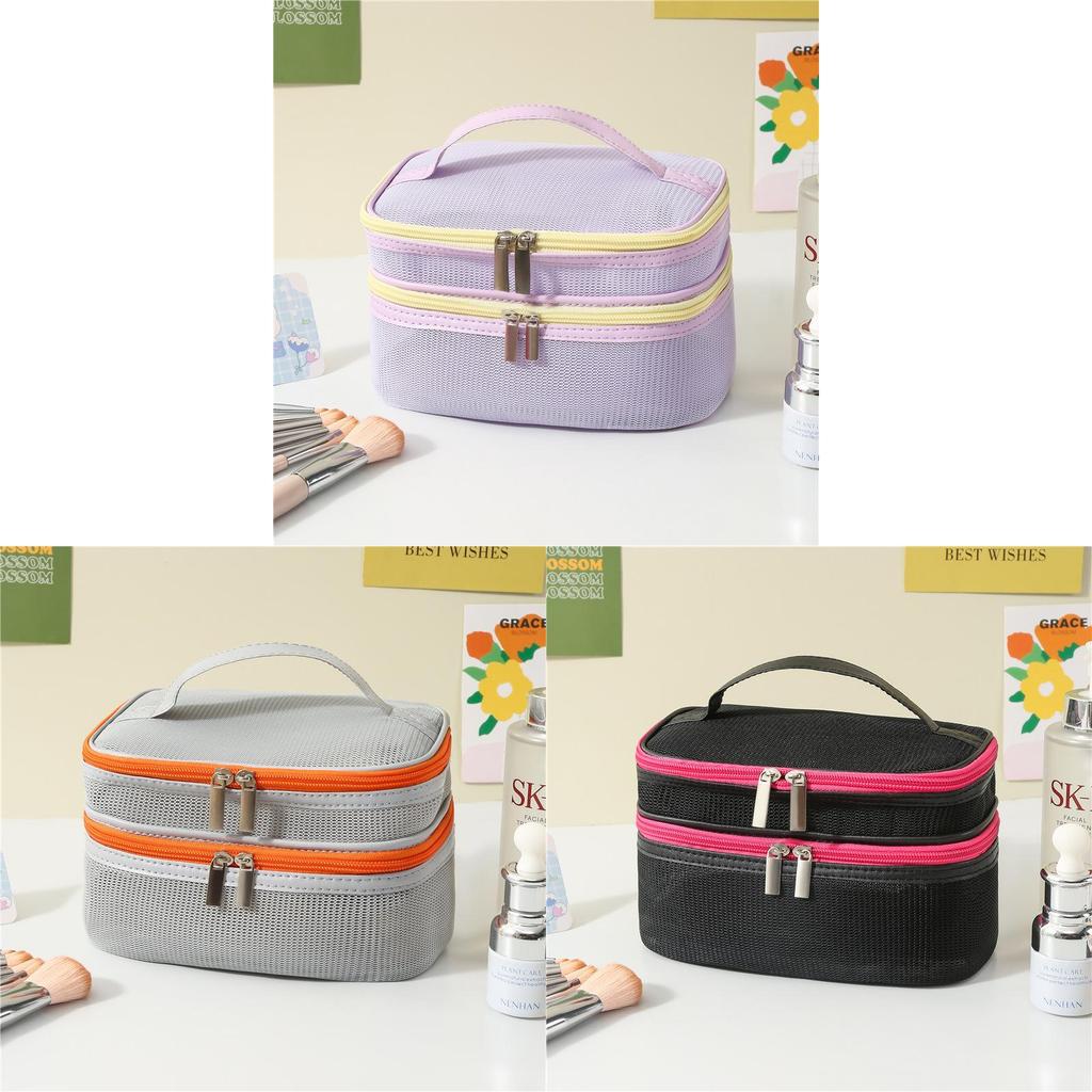 Minimalist Business Toiletry Bag With Spliced Mesh And Lightweight Design For Men And Women