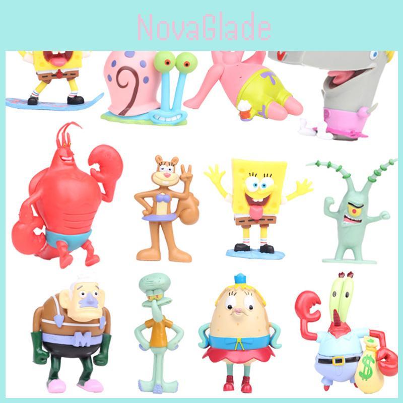 Colorido Bob Esponja Patrick Sandy Gary 12 Peças Figura de Ação Topper de Bolo Brinquedos Para Celebrações