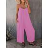 Women's V-Neck Spaghetti Strap Rompers Loose Wide Leg Long Jumpsuit With Pockets