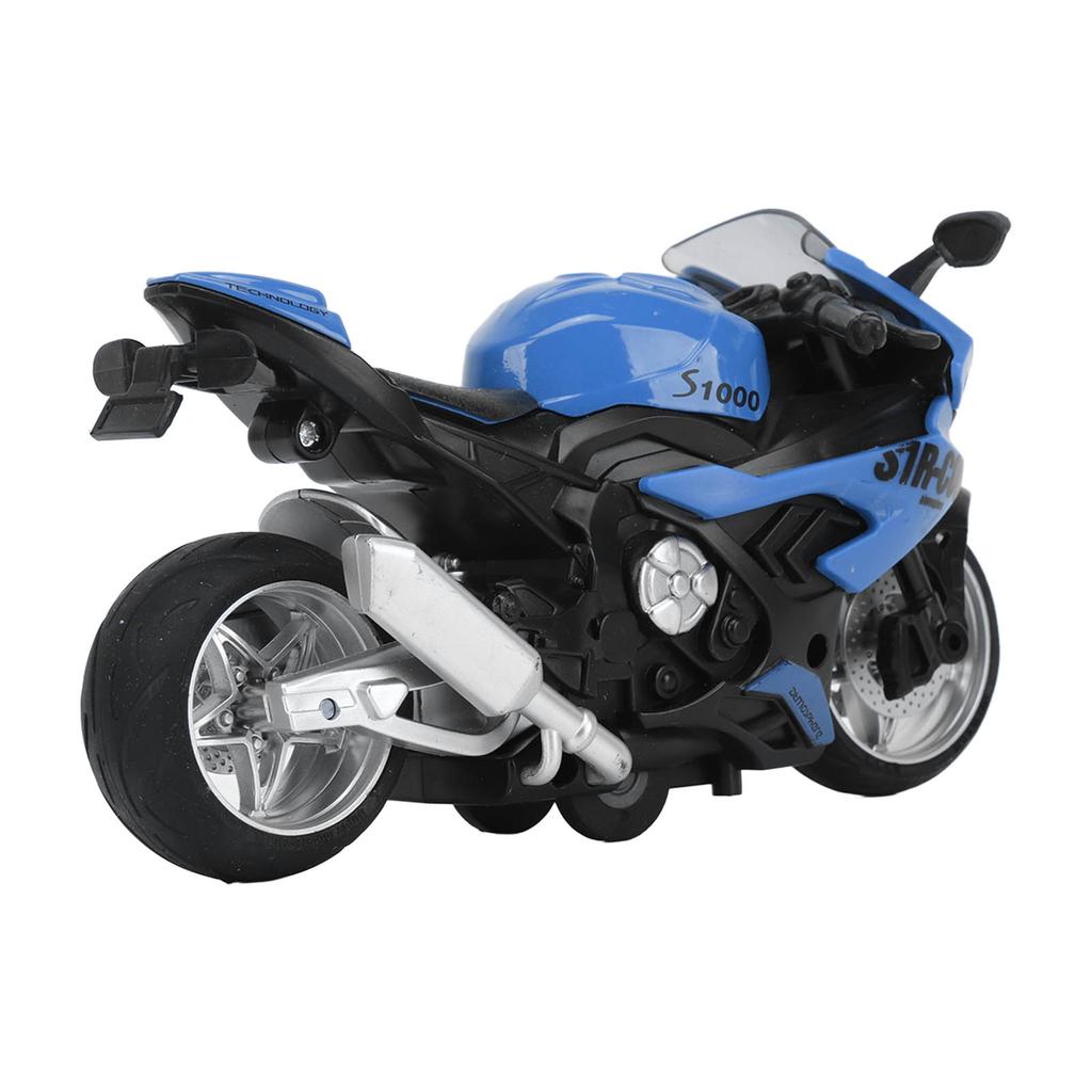 Kids Pull Back Motorcycle Toy Sound Light Effects High Simulation Alloy Motorcycle Model Blue