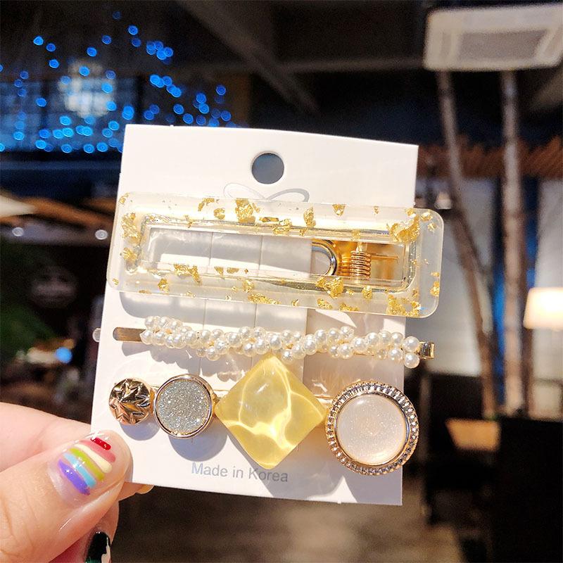 Fashion Hair Pins Side Clip Set Sweet Acrylic Waterdrop Hair Barrettes For Women Girls Korean Geometric Hair Accessories Jewelry